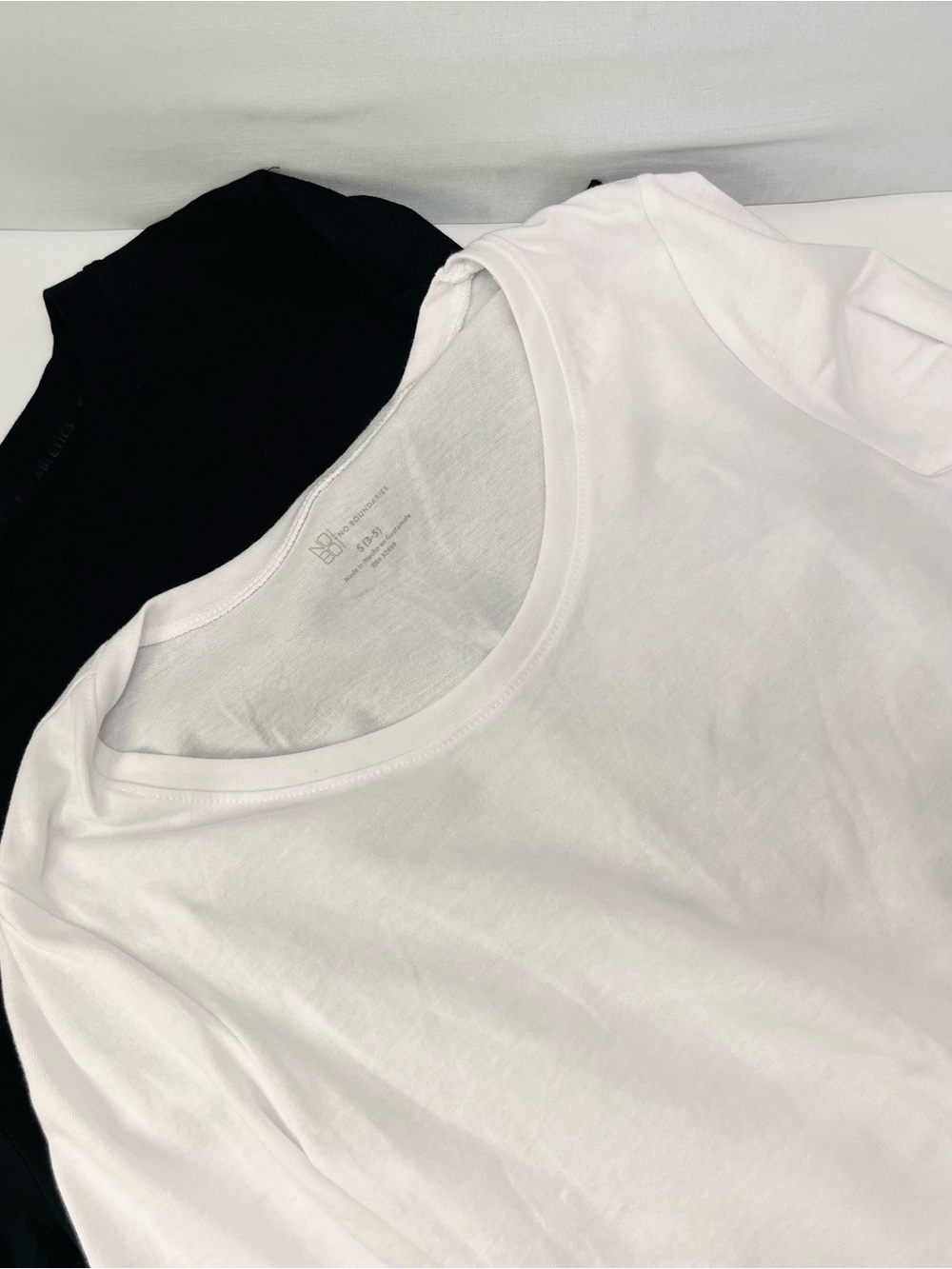 No Boundaries White Scoop Neck Tee with Black Fabletics twist front crop top